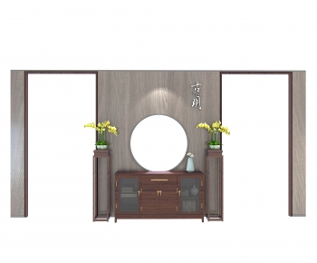 New Chinese Style Side Cabinet/Entrance Cabinet-ID:448449236