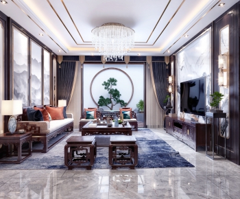 New Chinese Style A Living Room-ID:576037285