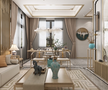 New Chinese Style A Living Room-ID:627852286