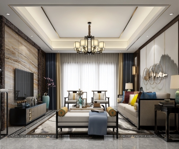 New Chinese Style A Living Room-ID:856389552