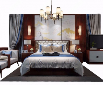 New Chinese Style Double Bed-ID:169582919