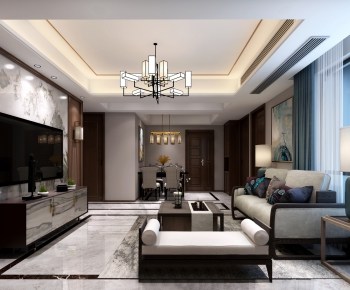 New Chinese Style A Living Room-ID:638337272