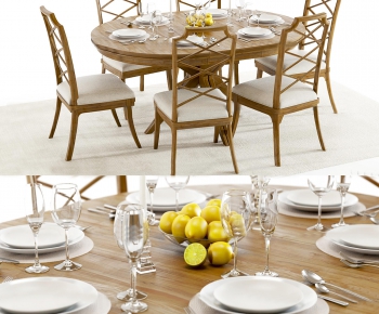 American Style Dining Table And Chairs-ID:406026846