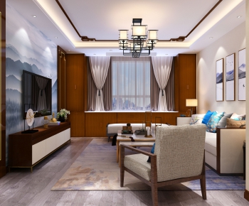 New Chinese Style A Living Room-ID:634929116