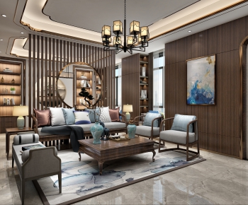 New Chinese Style A Living Room-ID:909917144