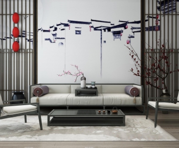 New Chinese Style Sofa Combination-ID:376132114