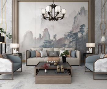 New Chinese Style Sofa Combination-ID:764298525