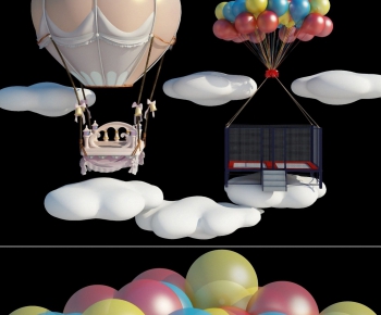 现代卡通热气球云朵-ID:693049515