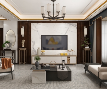 New Chinese Style A Living Room-ID:904978282
