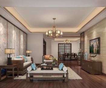 New Chinese Style A Living Room-ID:899836366