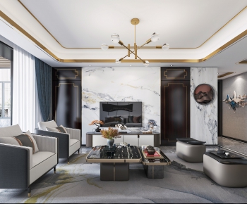New Chinese Style A Living Room-ID:779700351