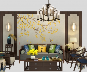 New Chinese Style Sofa Combination-ID:272253999