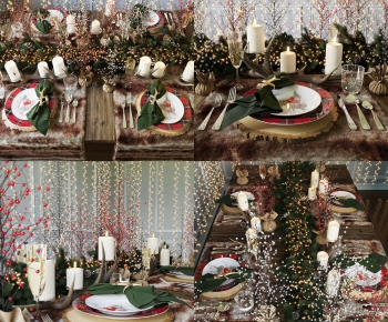 现代圣诞树彩灯餐具组合-ID:462553933