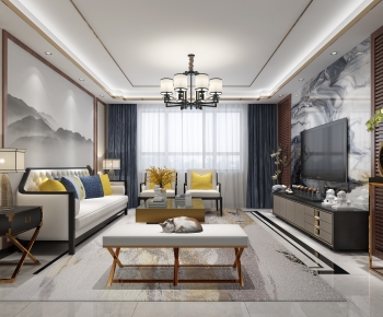 New Chinese Style A Living Room-ID:263862828