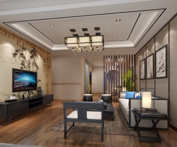 New Chinese Style A Living Room-ID:971387783