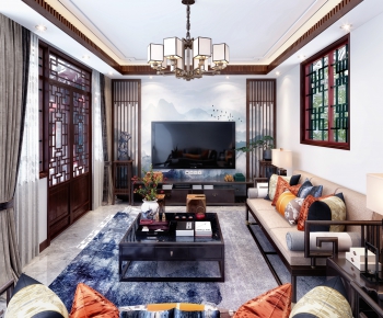 New Chinese Style A Living Room-ID:154037116