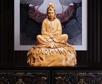 中式精品沉思观音佛像装饰摆件雕塑-ID:242170652