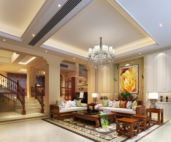 New Chinese Style A Living Room-ID:756167376