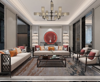 New Chinese Style A Living Room-ID:415242683