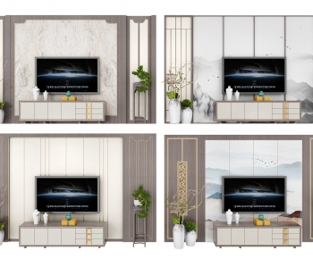 New Chinese Style TV Wall-ID:897091238