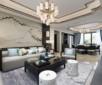 New Chinese Style A Living Room-ID:193469523