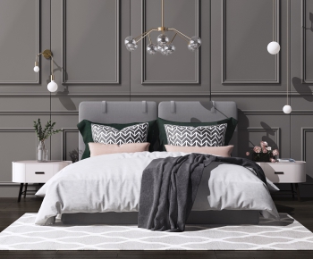 Nordic Style Double Bed-ID:850968788