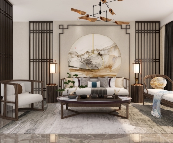 New Chinese Style A Living Room-ID:969260443