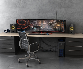 Modern Computer Desk And Chair-ID:847967153