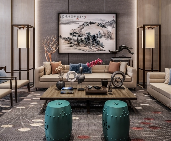 New Chinese Style Sofa Combination-ID:496670957