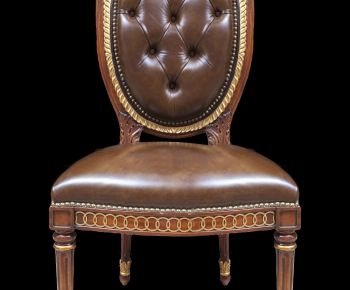 欧式实木雕花皮革单椅-ID:862910247