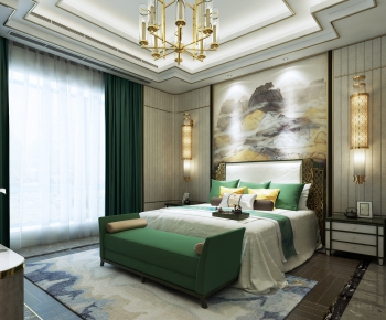 New Chinese Style Bedroom-ID:746251368