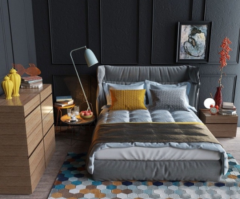 Nordic Style Double Bed-ID:175922893
