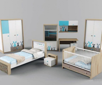 现代实木儿童床婴儿床衣柜组合-ID:262785698