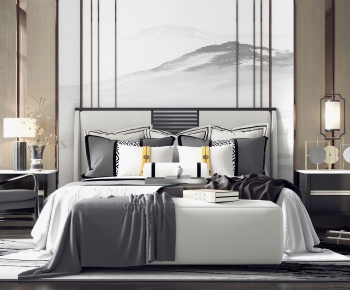 New Chinese Style Double Bed-ID:165492179