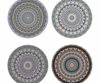 现代布艺圆形地毯-ID:120003599