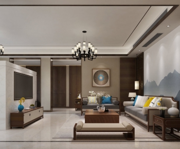 New Chinese Style A Living Room-ID:156507391