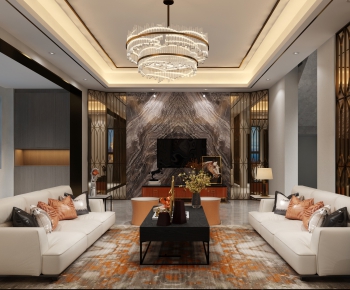 New Chinese Style A Living Room-ID:438737862