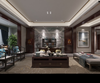 New Chinese Style A Living Room-ID:913256521