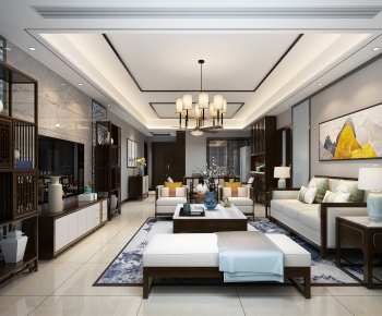 New Chinese Style A Living Room-ID:452292821