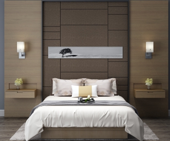 New Chinese Style Double Bed-ID:393039448