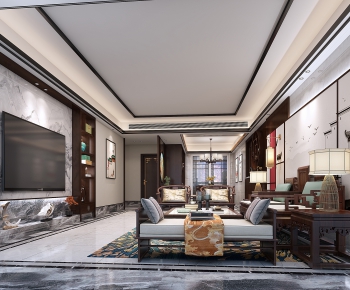 New Chinese Style A Living Room-ID:621902412