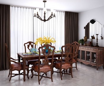 American Style Dining Table And Chairs-ID:251647351