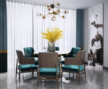 New Chinese Style Dining Table And Chairs-ID:607461282