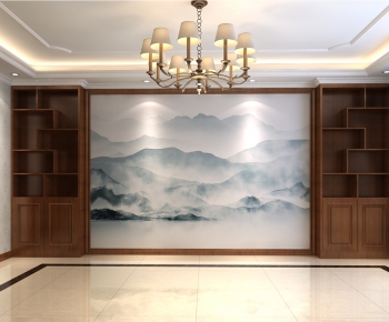 New Chinese Style TV Wall-ID:899241494