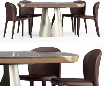 现代大理石皮革餐桌椅-ID:648265171