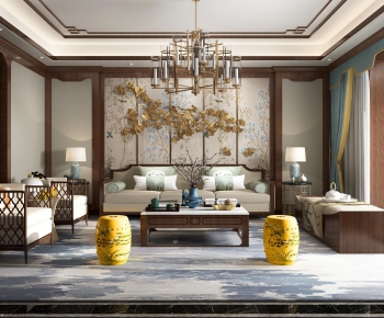 New Chinese Style A Living Room-ID:317476313