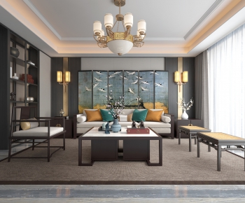 New Chinese Style A Living Room-ID:147476234