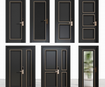 Simple European Style Unequal Double Door-ID:489673166