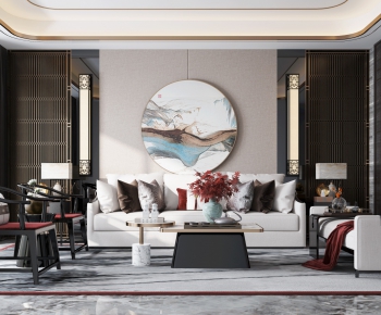 New Chinese Style A Living Room-ID:448687967