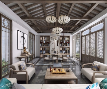 New Chinese Style A Living Room-ID:597656513